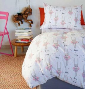 Set Bed Sheets-Flannel-Kids-Melinen-Bunny-White Bed Sheets